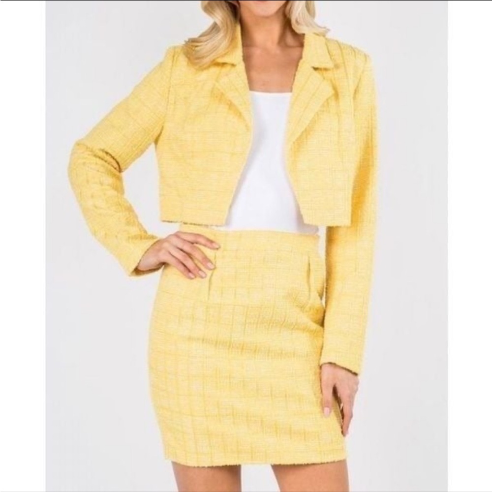 Yellow Tweed Suit Set